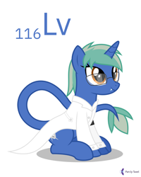 Size: 4000x5000 | Tagged: safe, artist:parclytaxel, derpibooru import, oc, oc only, oc:nova spark, monster pony, original species, pony, tatzlpony, unicorn, series:joycall6's periodic table, .svg available, absurd resolution, chemistry, clothes, fangs, female, glasses, lab coat, livermorium, mare, monthly reward, periodic table, simple background, sitting, smiling, solo, vector, white background