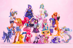 Size: 1000x667 | Tagged: safe, derpibooru import, applejack, fluttershy, pinkie pie, princess celestia, princess luna, rainbow dash, rarity, sunset shimmer, twilight sparkle, twilight sparkle (alicorn), alicorn, human, humanized, kotobukiya, merchandise, statue, toy