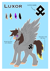 Size: 2480x3508 | Tagged: safe, artist:themstap, derpibooru import, oc, oc:luxor, classical hippogriff, hippogriff, male, reference sheet, spread wings, unshorn fetlocks, wings