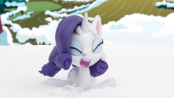 Size: 1920x1080 | Tagged: safe, derpibooru import, screencap, rarity, pony, my little pony: stop motion short, snowball fight (short), snow, solo, stop motion