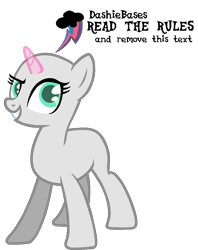 Size: 903x1139 | Tagged: safe, artist:kingbases, derpibooru import, oc, oc only, pony, unicorn, bald, base, eyelashes, female, grin, horn, mare, simple background, smiling, solo, transparent background, unicorn oc