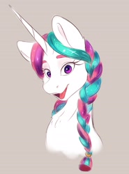 Size: 2000x2700 | Tagged: safe, artist:galinn-arts, derpibooru import, princess celestia, alicorn, pony, alternate hairstyle, braid, bust, smiling, solo