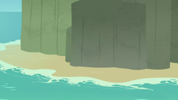 Size: 1280x720 | Tagged: safe, derpibooru import, screencap, surf and/or turf, background, day, mount aris, no pony, ocean, reef, sand, scenic ponyville