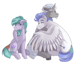 Size: 3500x3000 | Tagged: safe, artist:kikirdcz, derpibooru import, oc, oc only, oc:lavender joy, oc:polished lance, oc:swift wing, earth pony, pegasus, pony, unicorn, earth pony oc, female, high res, horn, hug, male, mare, pegasus oc, simple background, stallion, transparent background, unicorn oc