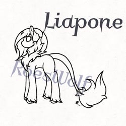 Size: 540x540 | Tagged: safe, artist:roeswolfcreations, derpibooru import, oc, oc only, earth pony, pony, base, chest fluff, earth pony oc, leonine tail, lineart, monochrome, simple background, solo, unshorn fetlocks, white background