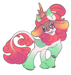 Size: 1285x1367 | Tagged: safe, artist:tinykirin, derpibooru exclusive, derpibooru import, oc, oc:pumpkin leaves, kirin, pony, fluffy hair, horn, simple background, solo, white background