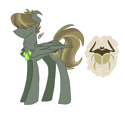 Size: 1600x1472 | Tagged: safe, artist:gallantserver, derpibooru import, oc, oc:glowpaz scarab, pegasus, pony, ambiguous gender, hair over eyes, offspring, parent:quibble pants, parent:somnambula, simple background, solo, transparent background