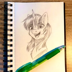 Size: 2048x2048 | Tagged: safe, artist:galinn-arts, derpibooru import, twilight sparkle, pony, unicorn, looking at you, pencil, photo, sketch, solo, traditional art