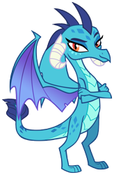 Size: 6186x9450 | Tagged: safe, artist:andoanimalia, derpibooru import, princess ember, dragon, triple threat, crossed arms, dragoness, female, looking at you, simple background, smiling, smirk, solo, transparent background, vector