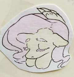 Size: 1080x1125 | Tagged: safe, artist:rover, derpibooru import, fluttershy, pegasus, pony, eyes closed, traditional art