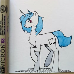 Size: 3000x3000 | Tagged: safe, artist:rover, derpibooru import, dj pon-3, vinyl scratch, pony, unicorn, chibi, cute, small, traditional art