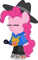 Size: 5254x8354 | Tagged: safe, artist:isaac_pony, derpibooru import, pinkie pie, earth pony, pony, testing testing 1-2-3, clothes, crossover, female, friday night funkin', hat, jewelry, kibiy pony, micro, necklace, rapper, rapper pie, shirt, shoes, simple background, sneakers, solo, transparent background, vector