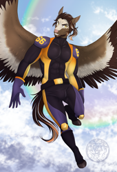 Size: 2201x3241 | Tagged: safe, artist:askbubblelee, oc, oc only, oc:smokescreen, anthro, pegasus, unguligrade anthro, solo