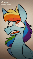 Size: 576x1024 | Tagged: safe, artist:crookedbeetles, applejack, rainbow dash, earth pony, pegasus, pony, animated, female, grin, lidded eyes, mare, mp4, open mouth, pewdiepie, question mark, smug, sound, tik tok, tiktok, tongue, tongue out, watermark