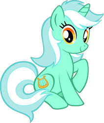 Size: 2000x2357 | Tagged: safe, artist:pink amena, derpibooru import, lyra heartstrings, pony, unicorn, female, raised hoof, raised leg, simple background, sitting, smiling, solo, stock vector, transparent background, vector