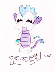 Size: 2153x2786 | Tagged: safe, artist:usachan787, derpibooru import, rarity, dragon, baby, baby dragon, dragoness, dragonified, female, raridragon, solo, species swap, traditional art