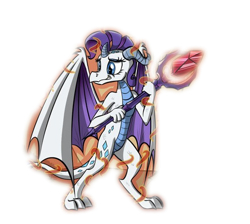 Size: 504x451 | Tagged: safe, artist:sirzi, derpibooru import, rarity, dragon, bloodstone scepter, dragoness, dragonified, female, raridragon, simple background, solo, species swap, transformation, transparent background, wings