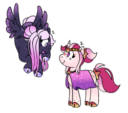 Size: 1118x988 | Tagged: safe, artist:chatonettes, derpibooru import, oc, pegasus, pony, unicorn, cloven hooves, female, flying, horn, looking at each other, mare, pegasus oc, simple background, transparent background, unicorn oc, wings