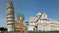 Size: 2748x1546 | Tagged: safe, artist:lahirien, derpibooru import, oc, oc only, italy, leaning tower of pisa, pisa