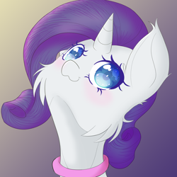 Size: 1920x1920 | Tagged: safe, artist:fajnyziomal, derpibooru import, rarity, pony, unicorn, :3, bust, cheek fluff, choker, female, gradient background, mare, nose in the air, rarara, solo