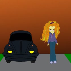 Size: 768x768 | Tagged: safe, artist:thatradhedgehog, derpibooru import, adagio dazzle, equestria girls, car, crossover, horace the hate bug, volkswagen, volkswagen beetle