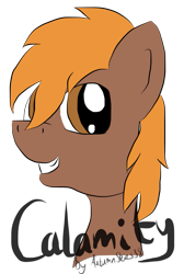 Size: 707x1049 | Tagged: safe, artist:pegasski, derpibooru import, oc, oc only, oc:calamity, earth pony, pony, fallout equestria, bust, earth pony oc, grin, male, simple background, smiling, solo, stallion, transparent background