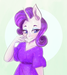 Size: 866x975 | Tagged: safe, alternate version, artist:mimiporcellini, derpibooru import, rarity, anthro, female, solo