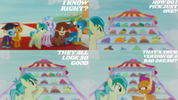 Size: 1280x720 | Tagged: safe, derpibooru import, edit, edited screencap, editor:quoterific, screencap, gallus, ocellus, sandbar, silverstream, smolder, yona, changeling, dragon, earth pony, griffon, pegasus, pony, yak, uprooted, cake, female, food, male, mare, open mouth, pointing, stallion, student six