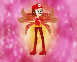 Size: 833x673 | Tagged: safe, artist:selenaede, artist:user15432, derpibooru import, human, equestria girls, barely eqg related, base used, boots, cap, charmix, clothes, crossover, equestria girls style, equestria girls-ified, fairy, fairy wings, fairyized, hat, high heel boots, high heels, magic winx, mario, mario hat, mario's hat, nintendo, rainbow s.r.l, red hat, red wings, shoes, sparkly wings, super mario bros., wings, winx, winx club, winxified
