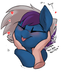 Size: 2226x2457 | Tagged: safe, artist:beardie, derpibooru import, oc, oc:game, earth pony, beardies scritching ponies, hand, petting, simple background, tongue, tongue out, transparent background