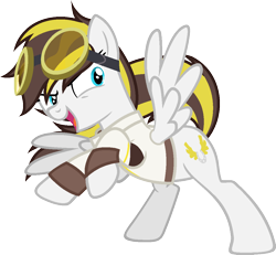 Size: 1134x1049 | Tagged: safe, artist:pegasski, derpibooru import, oc, oc:ruffian, pegasus, pony, blue eyes, clothes, female, goggles, mare, simple background, solo, transparent background