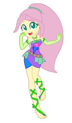 Size: 1280x2198 | Tagged: safe, artist:gouhlsrule, artist:yaya54320bases, fluttershy, human, equestria girls, alternate hairstyle, barefoot, barely eqg related, base used, clothes, crossover, dress, ear piercing, earring, enchantix, fairy, feet, gloves, jewelry, long gloves, long hair, open mouth, piercing, ponytail, purple dress, simple background, transparent background, winx, winx club, winxified