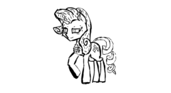 Size: 1100x600 | Tagged: safe, derpibooru import, rarity, pony, unicorn, animated, black and white, black and white cartoon, female, gif, grayscale, mane, mare, monochrome, mp4, sketch, smiley face, video