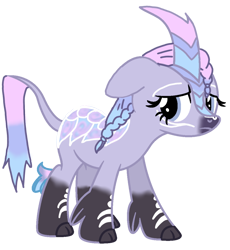 Size: 1024x1114 | Tagged: safe, alternate version, artist:agdapl, derpibooru import, oc, oc only, kirin, background removed, base used, braid, cloven hooves, eyelashes, horn, kirin oc, leonine tail, simple background, solo, transparent background, worried