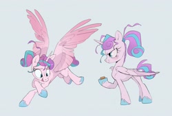 Size: 2500x1685 | Tagged: safe, artist:frozenspots, derpibooru import, princess flurry heart, alicorn, pony, female, flying, high res, mare, older, older flurry heart, simple background, smiling, solo, spread wings, wings