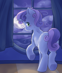 Size: 4055x4836 | Tagged: safe, artist:aquoquoo, derpibooru import, silver bell, sweetie belle, pony, unicorn, absurd resolution, butt, colt, male, night, plot, rule 63, solo