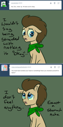 Size: 650x1302 | Tagged: safe, artist:toadstool-prancer, derpibooru import, doctor whooves, oc, oc:tantamount, pony, disguise, disguised changeling, solo, tantamount time turner