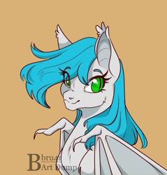 Size: 999x1046 | Tagged: safe, artist:bbru4r, derpibooru import, oc, oc:power note, bat pony, pony, bust, portrait