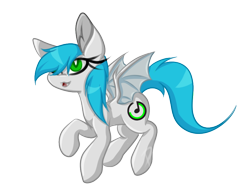 Size: 822x631 | Tagged: safe, artist:paint star, derpibooru import, oc, oc:power note, bat pony, flying, smiling