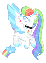 Size: 1815x2463 | Tagged: safe, artist:lilywolfpie-yt, derpibooru import, rainbow dash, pony, alternate design, simple background, solo, transparent background