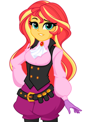 Size: 1014x1438 | Tagged: safe, artist:rosemile mulberry, derpibooru import, sunset shimmer, equestria girls, clothes, cosplay, costume, eyelashes, female, gloves, jabot, looking at you, persona 5, simple background, solo, waistcoat, white background