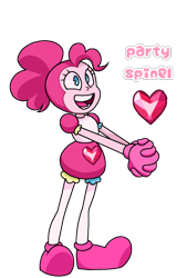 Size: 1080x1596 | Tagged: safe, artist:jvartes6112, derpibooru import, pinkie pie, human, :d, clothes, crossover, eyelashes, female, gloves, humanized, pinel, simple background, smiling, solo, species swap, spinel (steven universe), steven universe, transparent background