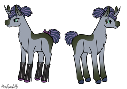Size: 1750x1224 | Tagged: safe, artist:misskanabelle, derpibooru import, oc, oc only, pony, unicorn, boots, chest fluff, crack ship offspring, female, high heel boots, horn, latex, latex boots, magical lesbian spawn, mare, offspring, parent:inky rose, parent:princess luna, shoes, signature, simple background, solo, transparent background, unicorn oc