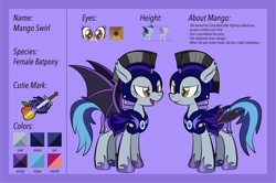 Size: 5155x3422 | Tagged: safe, artist:alexdti, derpibooru import, oc, oc:mango swirl, bat pony, pony, armor, female, guardsmare, mare, night guard armor, reference sheet, royal guard, solo