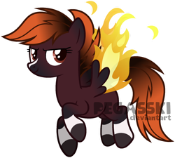 Size: 1024x921 | Tagged: safe, artist:pegasski, derpibooru import, oc, oc:flying embers, pegasus, pony, female, fiery wings, mare, simple background, solo, transparent background, wings