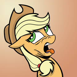 Size: 3000x3000 | Tagged: safe, artist:andypriceart, artist:shadowblazearts, derpibooru import, edit, idw, applejack, earth pony, pony, disgusted, female, gradient background, solo, tongue, tongue out