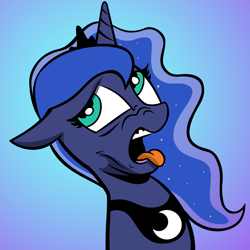 Size: 3000x3000 | Tagged: safe, artist:andypriceart, artist:shadowblazearts, derpibooru import, edit, idw, princess luna, alicorn, pony, disgusted, female, gradient background, solo, tongue, tongue out