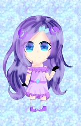 Size: 2658x4096 | Tagged: safe, artist:flatterslay, derpibooru import, rarity, human, chibi, clothes, female, humanized, smiling, solo