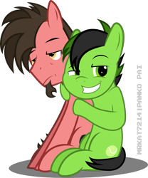 Size: 2733x3284 | Tagged: safe, artist:mrkat7214, derpibooru import, oc, oc only, oc:ace play, earth pony, pony, brothers, duo, duo male, earth pony oc, facial hair, frown, goatee, grin, high res, male, siblings, simple background, sitting, smiling, stallion, tired, transparent background, unamused, unnamed oc, vector