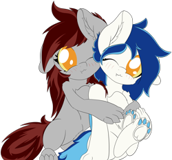 Size: 4070x3790 | Tagged: safe, artist:beigedraws, derpibooru import, pegasus, pony, duo, high res, hug, simple background, transparent background